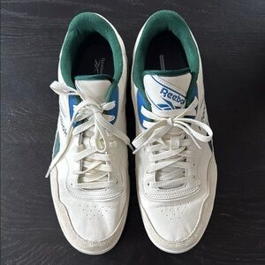 Reebok Classic Green and White Low-Top Sneakers with Textured Upper